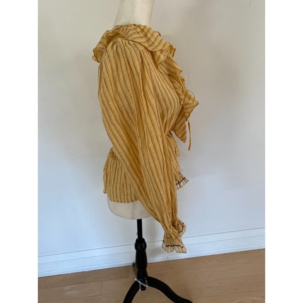 ULLA Johnson BNWOT Blouse "Kalila" V-Neck Stripe Sz 0 Striped Ruffles - Picture 3 of 10